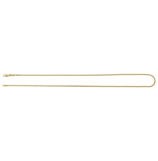 14K Yellow Gold 1.55 Mm Polished Hollow Franco Chain With Lobster Clasp