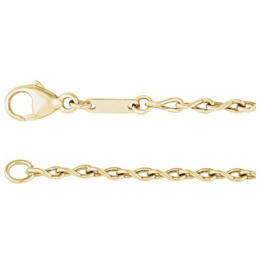 14K Yellow Gold Or Sterling Silver 2 Mm 7 In Polished Figure 8 Chain With Lobster Clasp