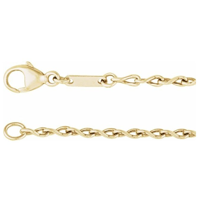 14K Yellow Gold Or Sterling Silver 2 Mm Polished Figure 8 Chain With Lobster Clasp