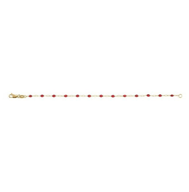 14K Yellow Gold-Filled 1.6 mm Enamel Bead Paperclip-Style Lobster Clasp 7" Chain