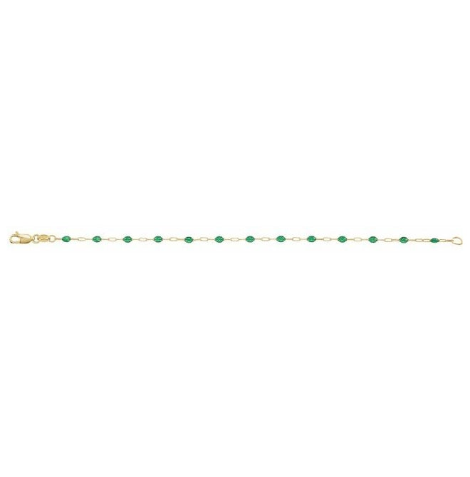 14K Yellow Gold-Filled 1.6 mm Enamel Bead Paperclip-Style Lobster Clasp 7" Chain