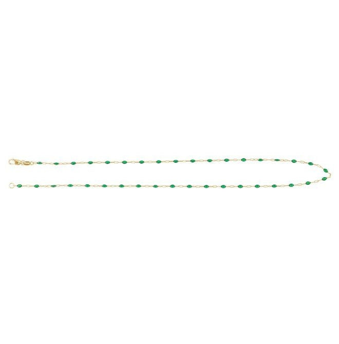 14K Yellow Gold-Filled 1.6 mm Enamel Bead Paperclip-Style Lobster Clasp Chain
