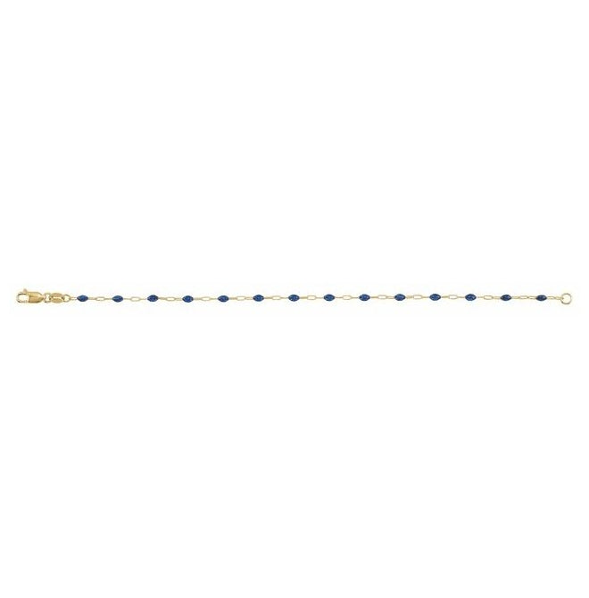 14K Yellow Gold-Filled 1.6 mm Enamel Bead Paperclip-Style Lobster Clasp 7" Chain