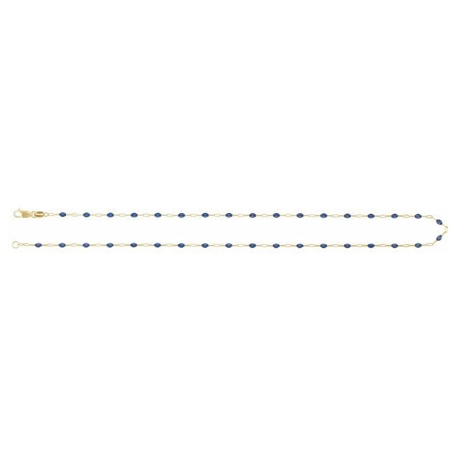 14K Yellow Gold-Filled 1.6 mm Enamel Bead Paperclip-Style Lobster Clasp Chain