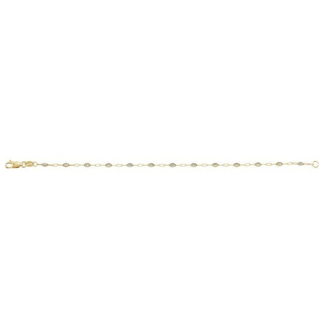14K Yellow Gold-Filled 1.6 mm Enamel Bead Paperclip-Style Lobster Clasp 7" Chain