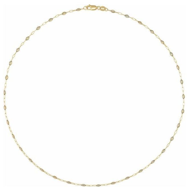 14K Yellow Gold-Filled 1.6 mm Enamel Bead Paperclip-Style Lobster Clasp Chain