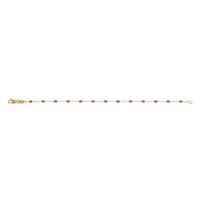 14K Yellow Gold-Filled 1.6 mm Enamel Bead Paperclip-Style Lobster Clasp 7" Chain