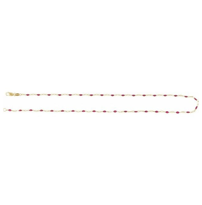 14K Yellow Gold-Filled 1.6 mm Enamel Bead Paperclip-Style Lobster Clasp Chain