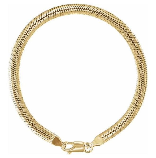 14K Yellow Gold-Filled Or Sterling SIlver 4.8 Mm 7 In Polished Oval Snake Chain With Lobster Clasp