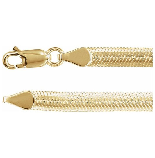 14K Yellow Gold-Filled Or Sterling SIlver 4.8 Mm Polished Oval Snake Chain With Lobster Clasp