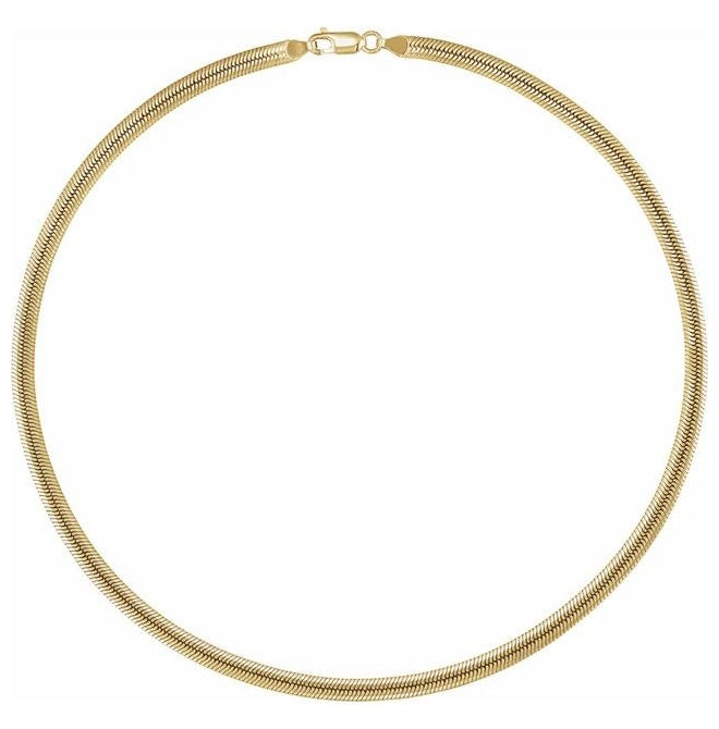 14K Yellow Gold-Filled Or Sterling SIlver 4.8 Mm Polished Oval Snake Chain With Lobster Clasp