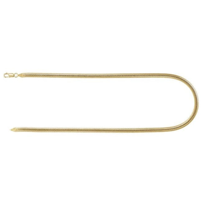 14K Yellow Gold-Filled Or Sterling SIlver 4.8 Mm Polished Oval Snake Chain With Lobster Clasp