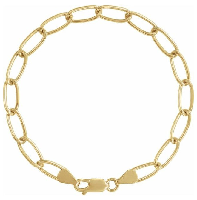 14K Yellow Gold-Filled Or Sterling SIlver 5.7 Mm 7 In Polished Elongated Curb Chain With Lobster Clasp