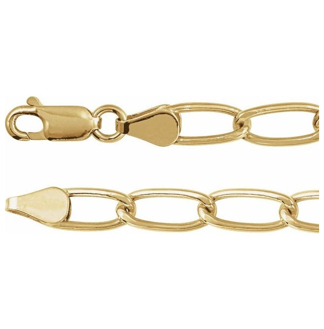 14K Yellow Gold-Filled Or Sterling SIlver 5.7 Mm 7 In Polished Elongated Curb Chain With Lobster Clasp
