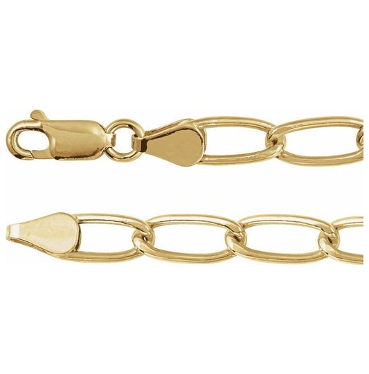 14K Yellow Gold-Filled Or Sterling SIlver 5.7 Mm Polished Elongated Curb Chain With Lobster Clasp