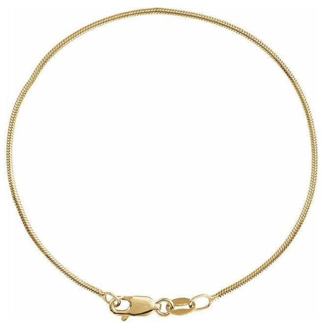 14K Yellow Gold-Filled  1.2 Mm 7 In Polished Round Snake Chain Bracelet With Lobster Clasp