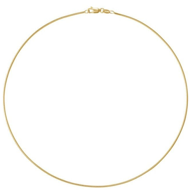 14K Yellow Gold-Filled 1.2 Mm Polished Round Snake Chain With Lobster Clasp