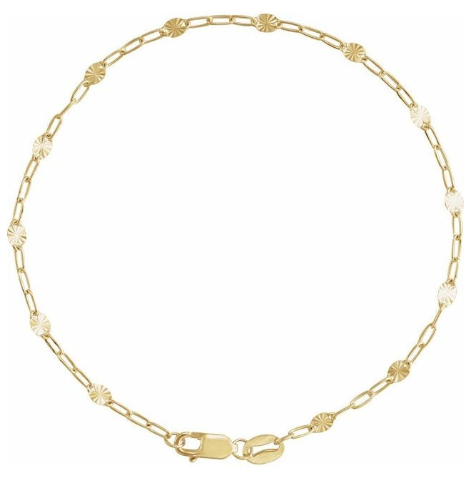 14K Yellow Gold-Filled Or Sterling Silver 2.5 Mm 7 In Polished Light Paperclip-Style Starburst Mirror Chain with Lobster Clasp