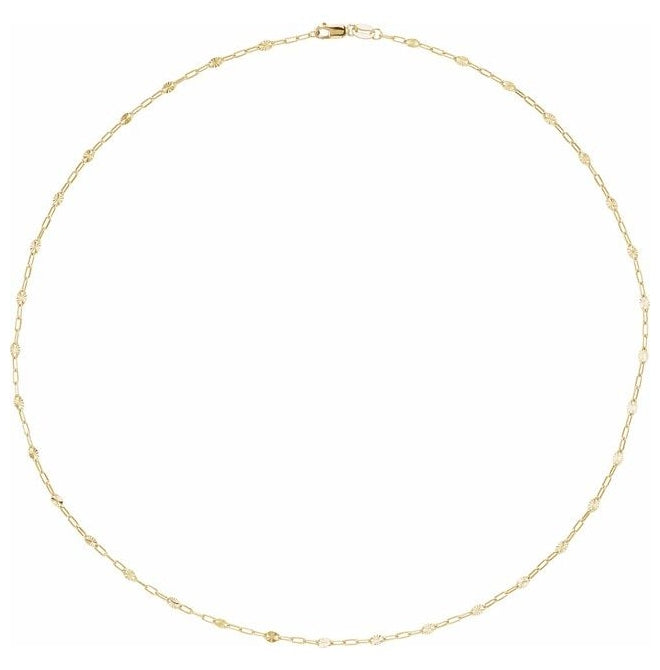14K Yellow Gold-Filled Or Sterling Silver 2.5 Mm Polished Light Paperclip-Style Starburst Mirror Chain with Lobster Clasp