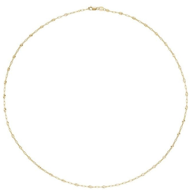 14K Yellow Gold-Filled Or Sterling Silver 2.5 Mm Polished Light Paperclip-Style Starburst Mirror Chain with Lobster Clasp