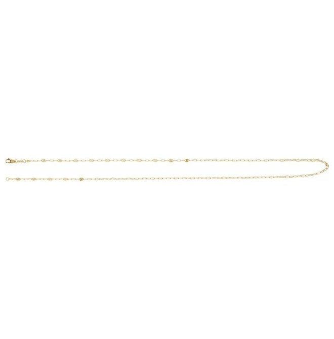 14K Yellow Gold-Filled Or Sterling Silver 2.5 Mm Polished Light Paperclip-Style Starburst Mirror Chain with Lobster Clasp