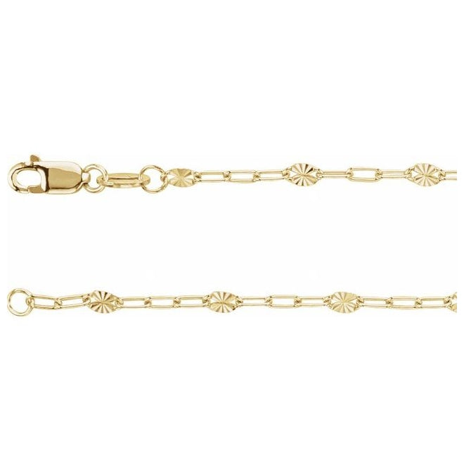 14K Yellow Gold-Filled Or Sterling Silver 2.5 Mm Polished Light Paperclip-Style Starburst Mirror Chain with Lobster Clasp