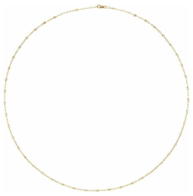 14K Yellow Gold-Filled Or Sterling Silver 2.5 Mm Polished Light Paperclip-Style Starburst Mirror Chain with Lobster Clasp