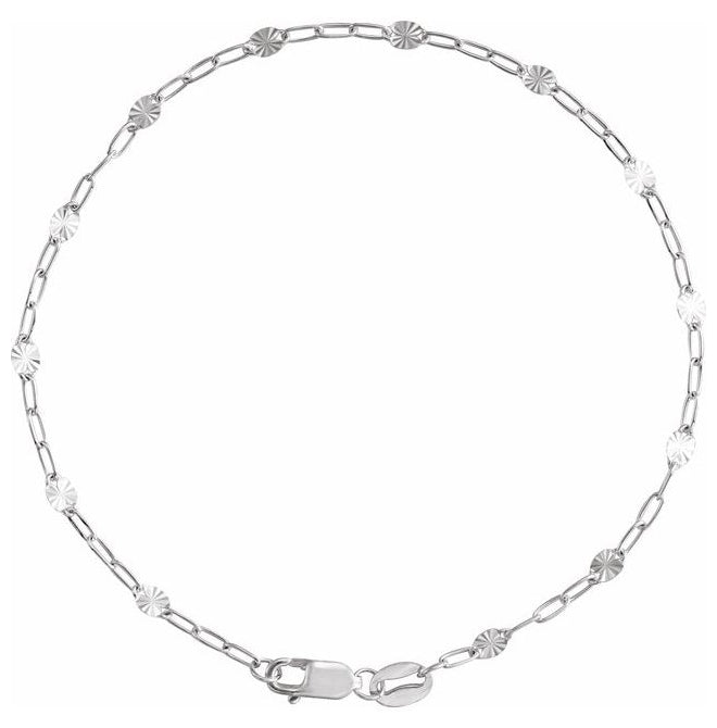 14K Yellow Gold-Filled Or Sterling Silver 2.5 Mm 7 In Polished Light Paperclip-Style Starburst Mirror Chain with Lobster Clasp