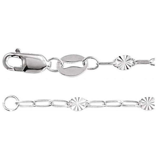 14K Yellow Gold-Filled Or Sterling Silver 2.5 Mm 7 In Polished Light Paperclip-Style Starburst Mirror Chain with Lobster Clasp