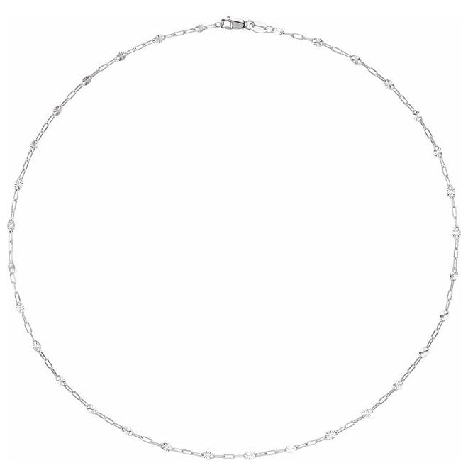 14K Yellow Gold-Filled Or Sterling Silver 2.5 Mm Polished Light Paperclip-Style Starburst Mirror Chain with Lobster Clasp