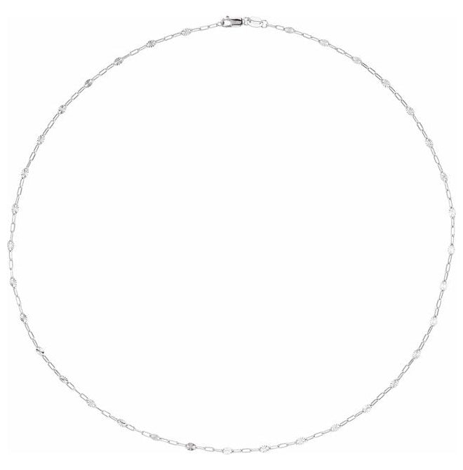 14K Yellow Gold-Filled Or Sterling Silver 2.5 Mm Polished Light Paperclip-Style Starburst Mirror Chain with Lobster Clasp