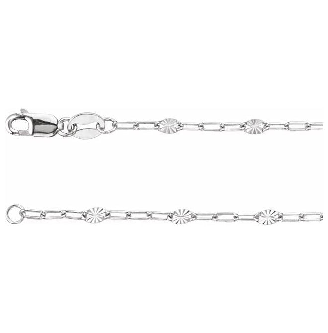 14K Yellow Gold-Filled Or Sterling Silver 2.5 Mm Polished Light Paperclip-Style Starburst Mirror Chain with Lobster Clasp