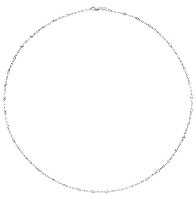 14K Yellow Gold-Filled Or Sterling Silver 2.5 Mm Polished Light Paperclip-Style Starburst Mirror Chain with Lobster Clasp