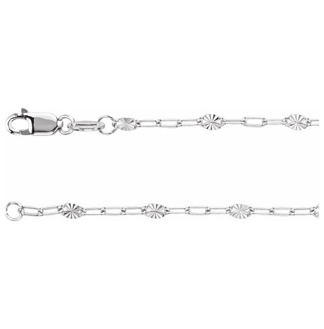 14K Yellow Gold-Filled Or Sterling Silver 2.5 Mm Polished Light Paperclip-Style Starburst Mirror Chain with Lobster Clasp