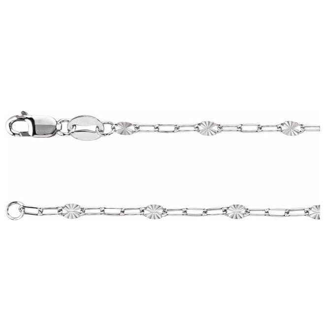 14K Yellow Gold-Filled Or Sterling Silver 2.5 Mm Polished Light Paperclip-Style Starburst Mirror Chain with Lobster Clasp