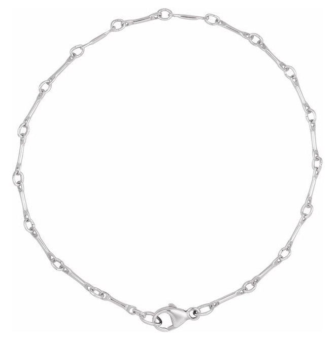 14K Yellow Gold-Filled Or Sterling SIlver 2.4 Mm 7 In Polished Bar Link Chain With Lobster Clasp