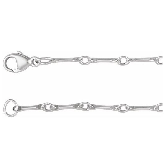 14K Yellow Gold-Filled Or Sterling SIlver 2.4 Mm Polished Bar Link Chain With Lobster Clasp