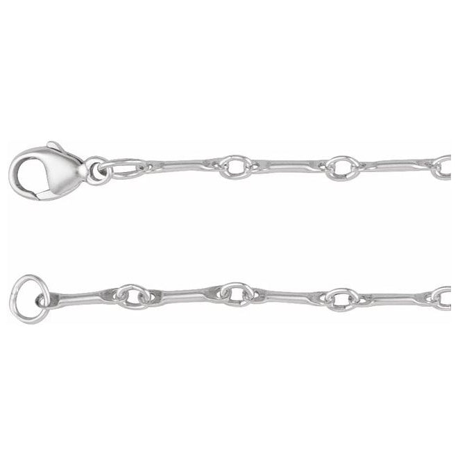 14K Yellow Gold-Filled Or Sterling SIlver 2.4 Mm Polished Bar Link Chain With Lobster Clasp