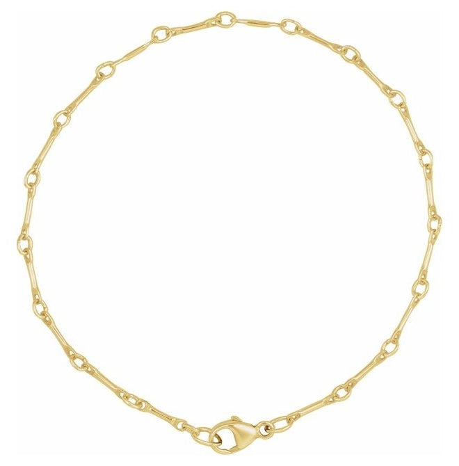 14K Yellow Gold-Filled Or Sterling SIlver 2.4 Mm 7 In Polished Bar Link Chain With Lobster Clasp