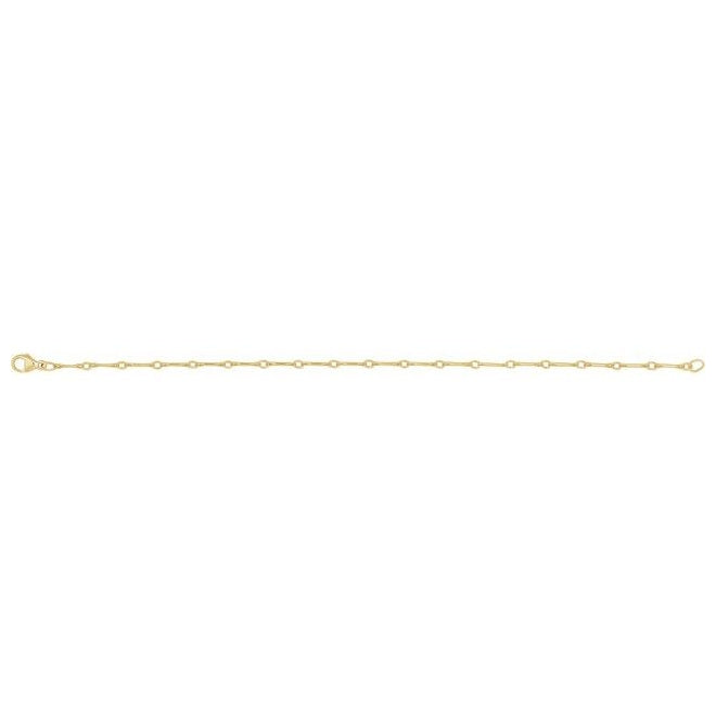 14K Yellow Gold-Filled Or Sterling SIlver 2.4 Mm 7 In Polished Bar Link Chain With Lobster Clasp