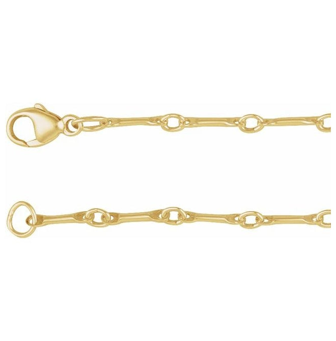 14K Yellow Gold-Filled Or Sterling SIlver 2.4 Mm 7 In Polished Bar Link Chain With Lobster Clasp