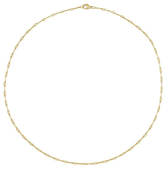 14K Yellow Gold-Filled Or Sterling SIlver 2.4 Mm Polished Bar Link Chain With Lobster Clasp
