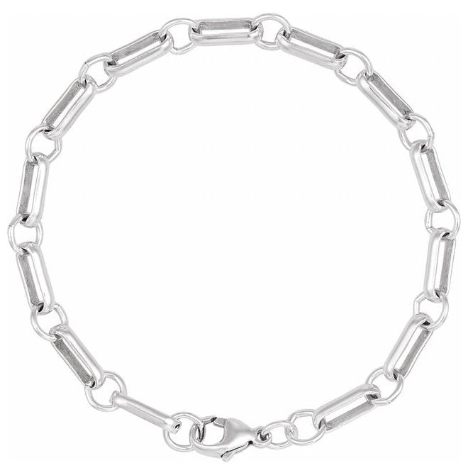 14K Yellow Gold-Filled Or Sterling Silver 6 Mm 7 In Lobster Clasp Polished Paperclip And Round Link Chain