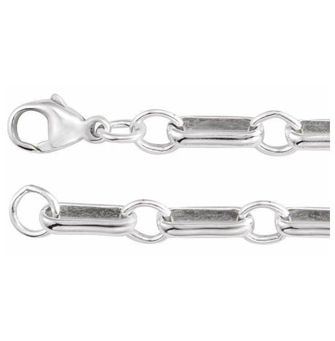 14K Yellow Gold-Filled Or Sterling Silver 6 Mm 7 In Lobster Clasp Polished Paperclip And Round Link Chain