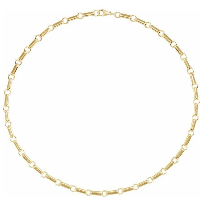 14K Yellow Gold-Filled Or Sterling Silver 6 Mm Lobster Clasp Polished Paperclip And Round Link Chain