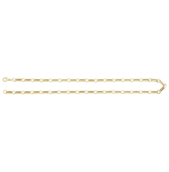 14K Yellow Gold-Filled Or Sterling Silver 6 Mm Lobster Clasp Polished Paperclip And Round Link Chain