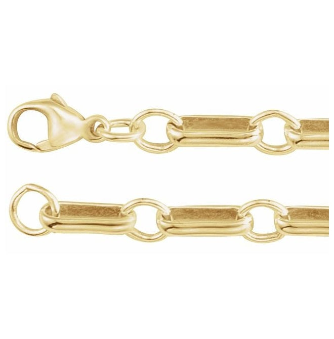 14K Yellow Gold-Filled Or Sterling Silver 6 Mm Lobster Clasp Polished Paperclip And Round Link Chain