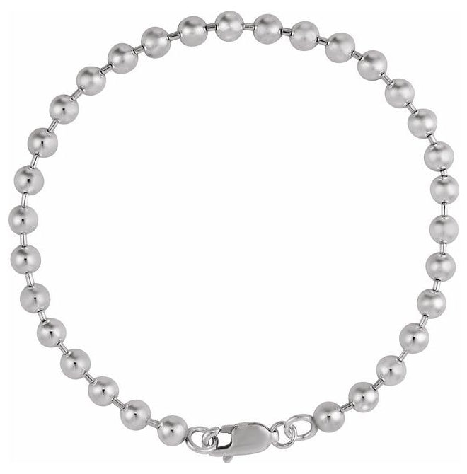 Sterling Silver  4.1 Mm 7 In Polished Bead Chain With Lobster Clasp