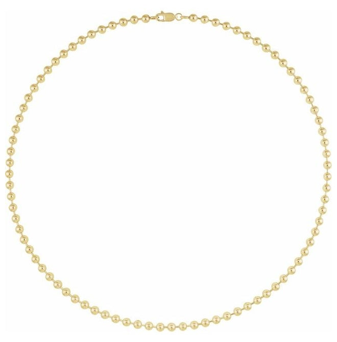 14K Yellow Gold-Filled Or Sterling Silver 4.1 Mm Polished Bead Chain With Lobster Clasp