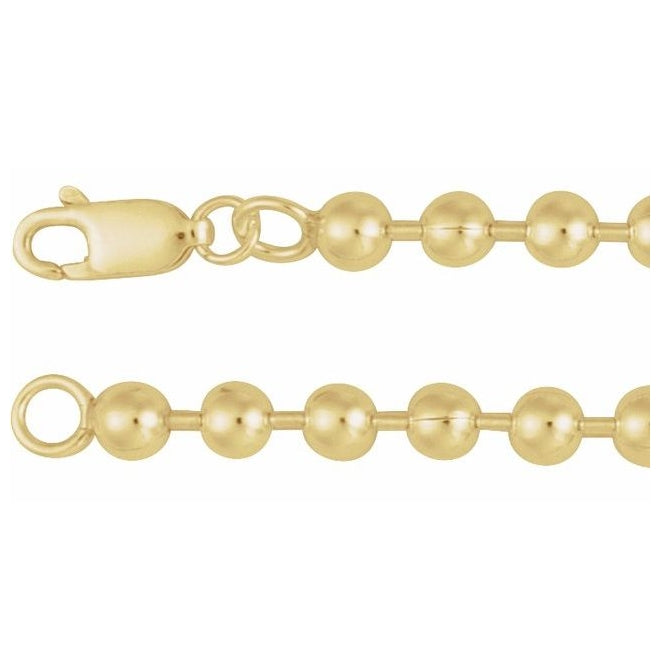 14K Yellow Gold-Filled Or Sterling Silver 4.1 Mm Polished Bead Chain With Lobster Clasp